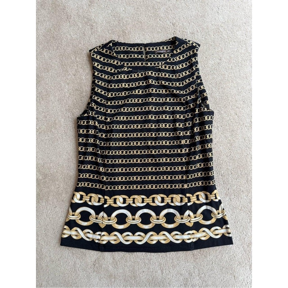 J.McLaughlin Black Gold Chain Print Sleeveless Tank Top Shell XS